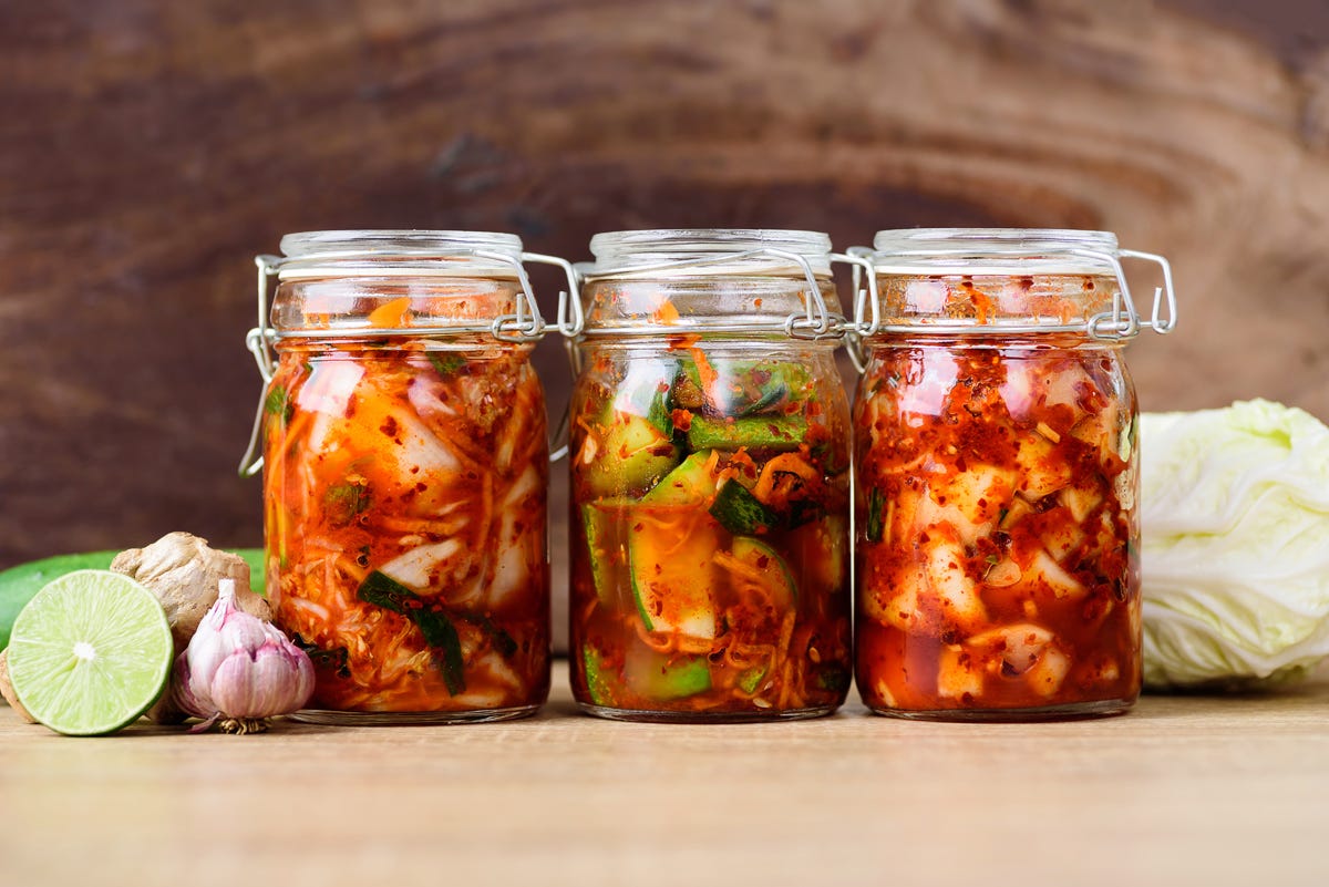 Three jars of kimchi