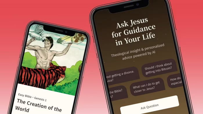 Aplicativo pergunte a Jesus para ser um chatbot religioso.