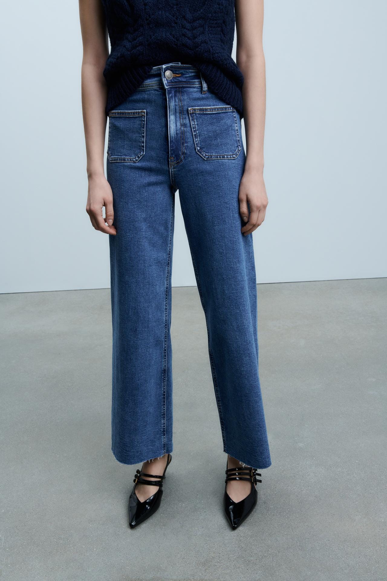 ZW COLLECTION MARINE STRAIGHT-LEG HIGH-WAIST JEANS WITH POCKETS - Blue by Zara - Image 1