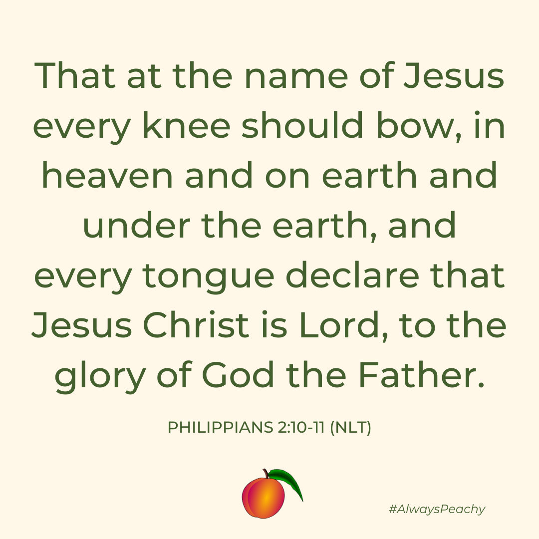 That at the name of Jesus every knee should bow, in heaven and on earth and under the earth, and every tongue declare that Jesus Christ is Lord, to the glory of God the Father.