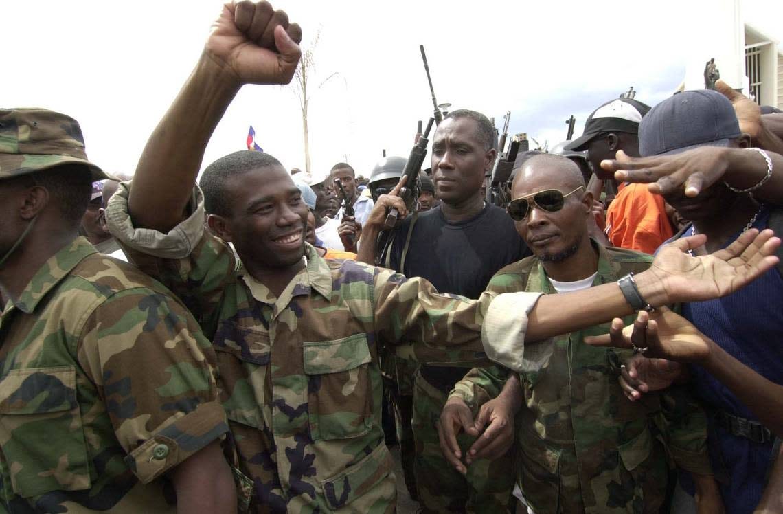Rebel leader Guy Philippe in Gonaives, Haiti, in 2002 during an armed revolt by the Resistance Front.