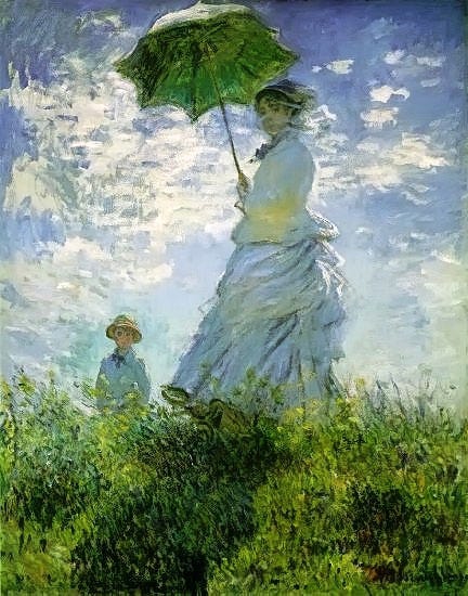 The Stroll, Camille Monet and Her Son Jean (Woman with a Parasol) (1875) by  Claude Monet – Artchive