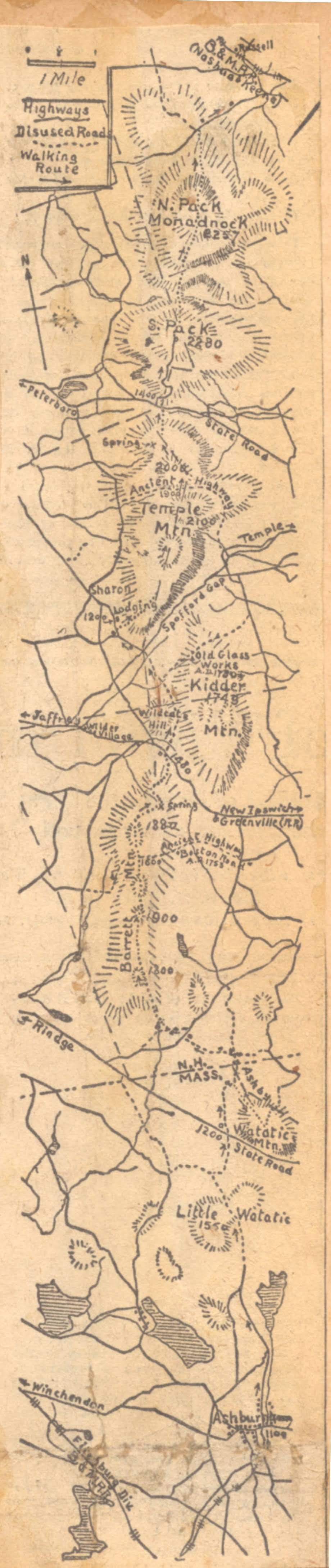 Walking map of proposed Wapack Trail