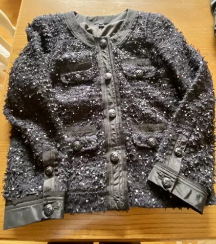 J Crew Collection Black With Sequins Lady Jacket Size 6 - Picture 1 of 4