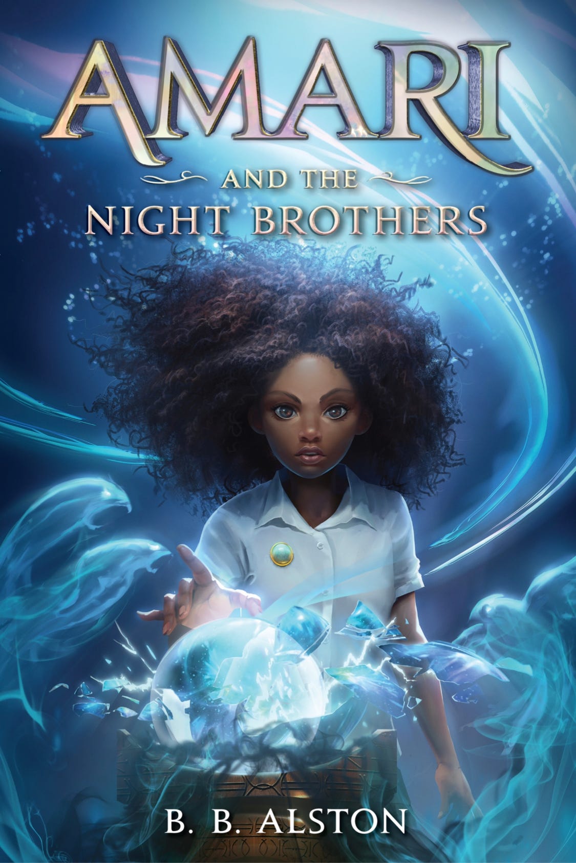 amari and the night brothers cover, a young black girl with magic swirling from her fingers
