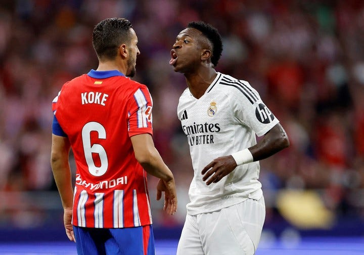 El picante cruce entre Vinicius y Koke en el clásico de Madrid: "Yo dos  Champions, tú nada"<!-- --> :: <!-- -->Olé USA<!-- --> <!-- -->