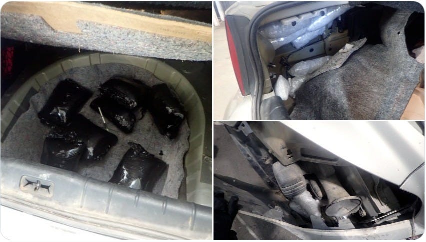 Cartel smugglers failed in their attempts to drive these loads of meth through the Otay Mesa, California checkpoint (March 7, 2025) Cartel smugglers failed in their attempts to drive these loads of meth through the Otay Mesa, California checkpoint (March 7, 2025)