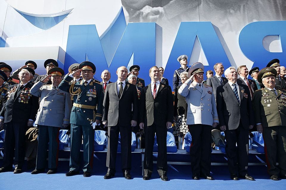 File:Sergey Shoigu, Vladimir Putin and Dmitry Medvedev 9 May 2013.jpeg File:Sergey Shoigu, Vladimir Putin and Dmitry Medvedev 9 May 2013.jpeg
