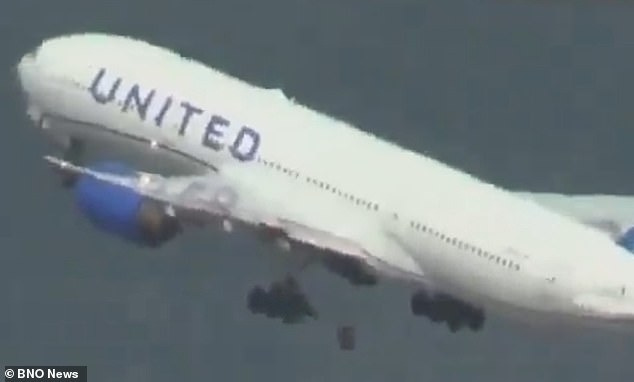 A few days later, on another United flight, a wheel fell off a Boeing 777-200 shortly after takeoff in San Francisco