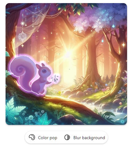 Magical forest with the squirrel selected