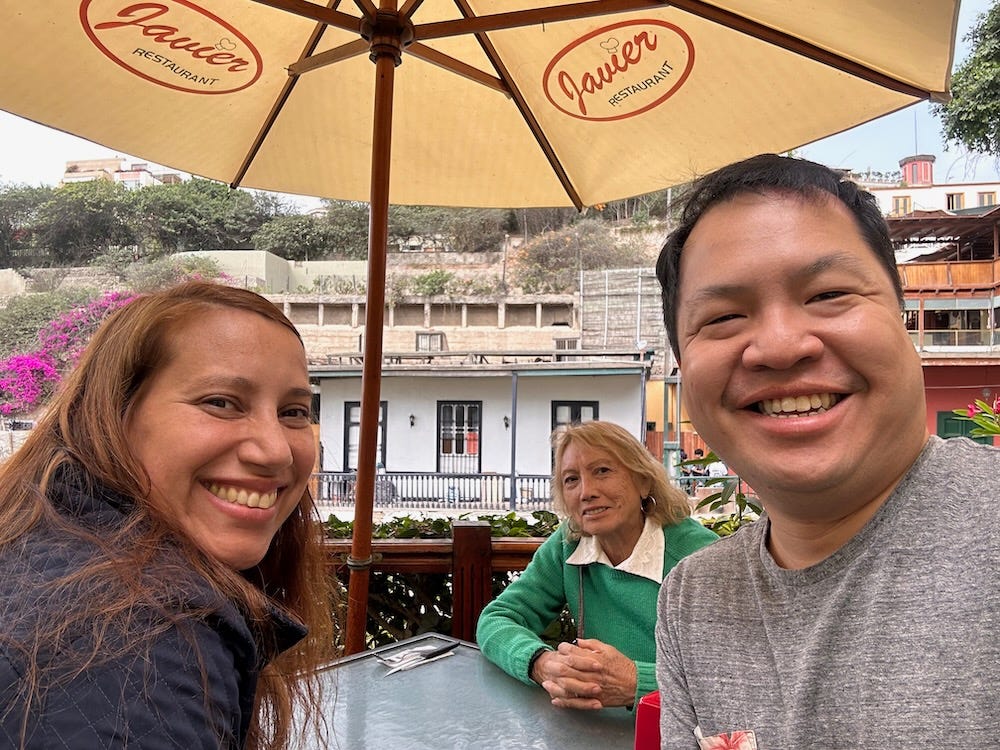 The three of us enjoying Javier, a Barranco landmark