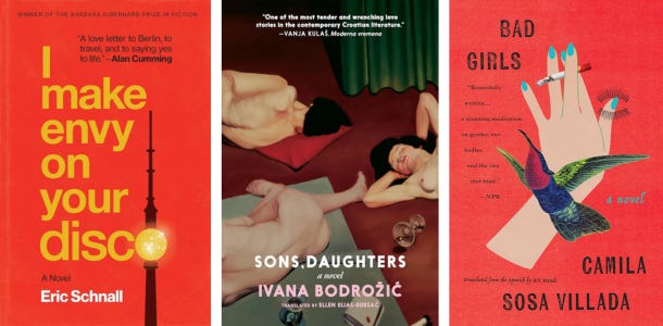 three covers of new queer books