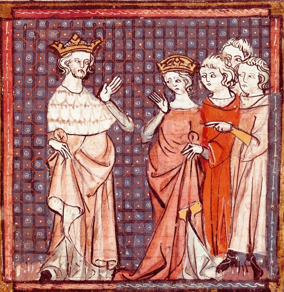 The Marriage of Louis II the Stammerer, King of the Franks, and Adelaide of Friuli in 875. Miniature from 