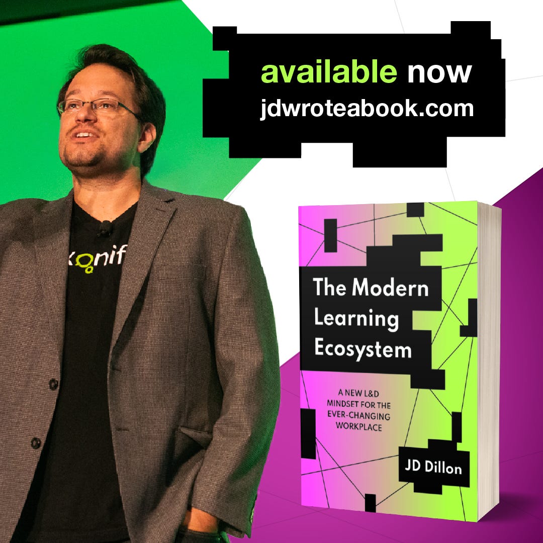 An ad for JD's book - The Modern Learning Ecosystem - with the website jdwroteabook.com