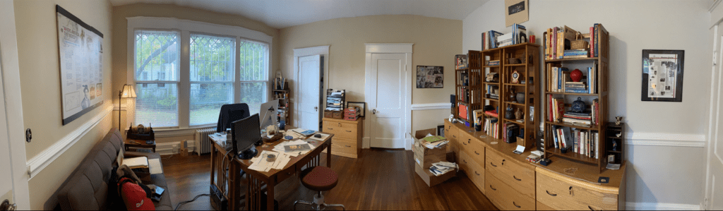 the-freelance-editor: panoramic view of new office space from front entry