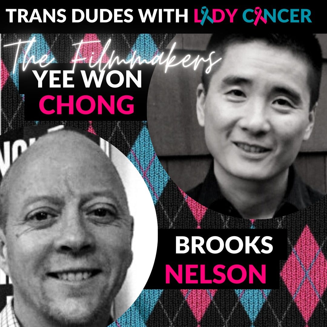 Tile for Trans Dudes with Lady Cancer featuring black and white images of the two filmmakers
