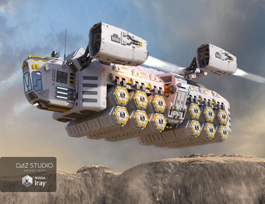 Sci-fi Cargo Ship | 3D Models and 3D Software by Daz 3D Futuristic Cars, Futuristic Technology