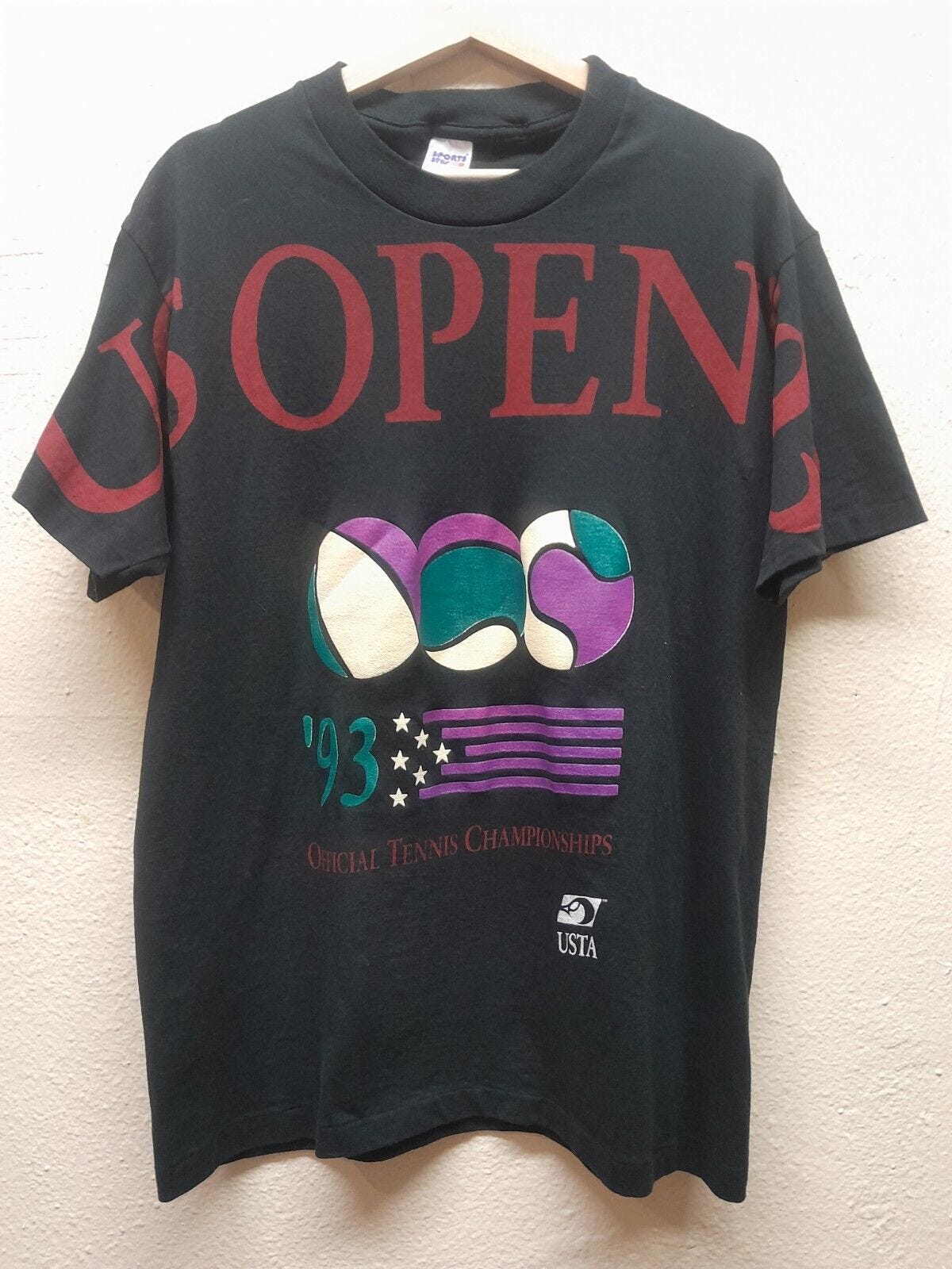 Vtg 1993 US open Tennis Championship Single Stitch Tshirt Mens L 1990s 90s Tee - Picture 1 of 3