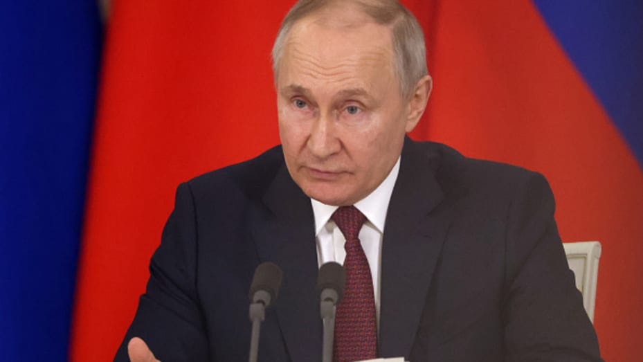 Russian President Vladimir Putin talks during the signing ceremony at the Grand Kremlin Palace, on March 21, 2023 in Moscow, Russia. Three days after being accused by an international tribunal of war crimes in Ukraine, Russian President Putin received Chinese leader Xi Jinping during his state visit to Russia.