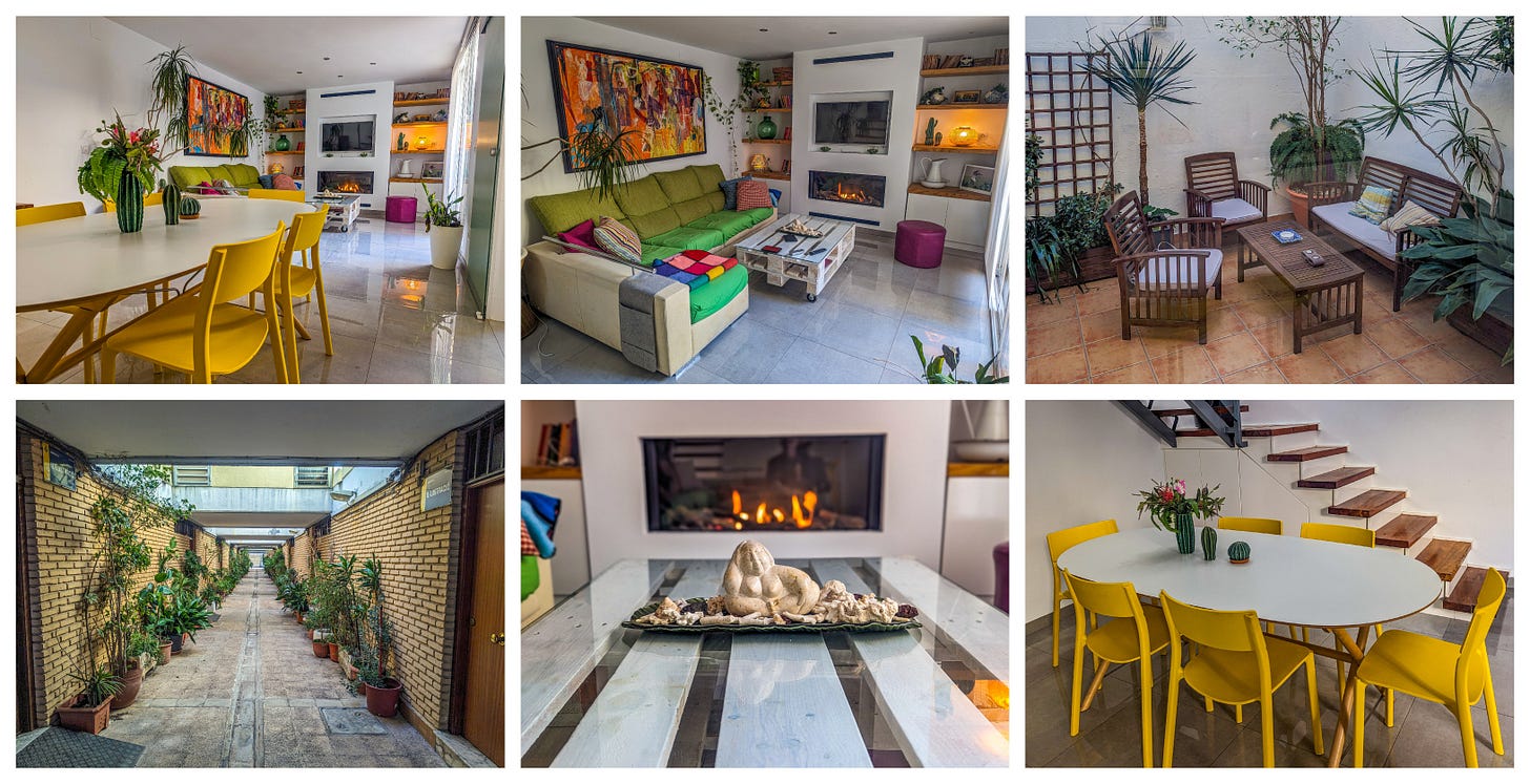 Collage showing our Airbnb apartment