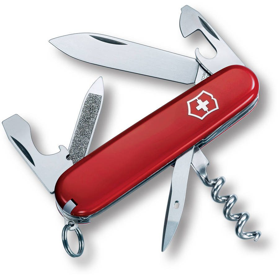 a red pocketknife with all attachments pulled out. One of the things you need to check at the airport during your essential pre-flight checks.