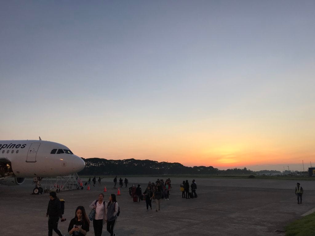 Landing in Philippines at sunrise