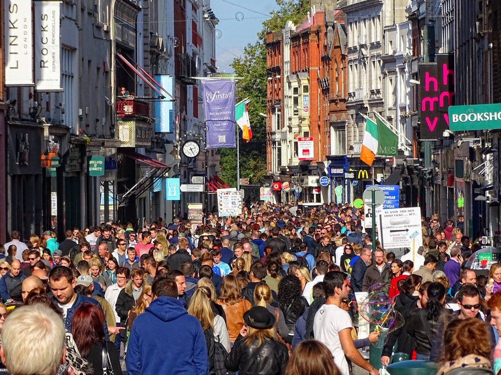 Photos from busy Grafton Street, Dublin, Ireland