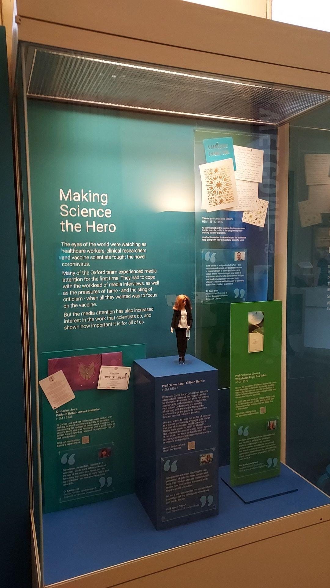 A display unit featuring Kate and science as heroes