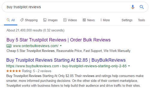 Trustpilot are the kings of fake online reviews