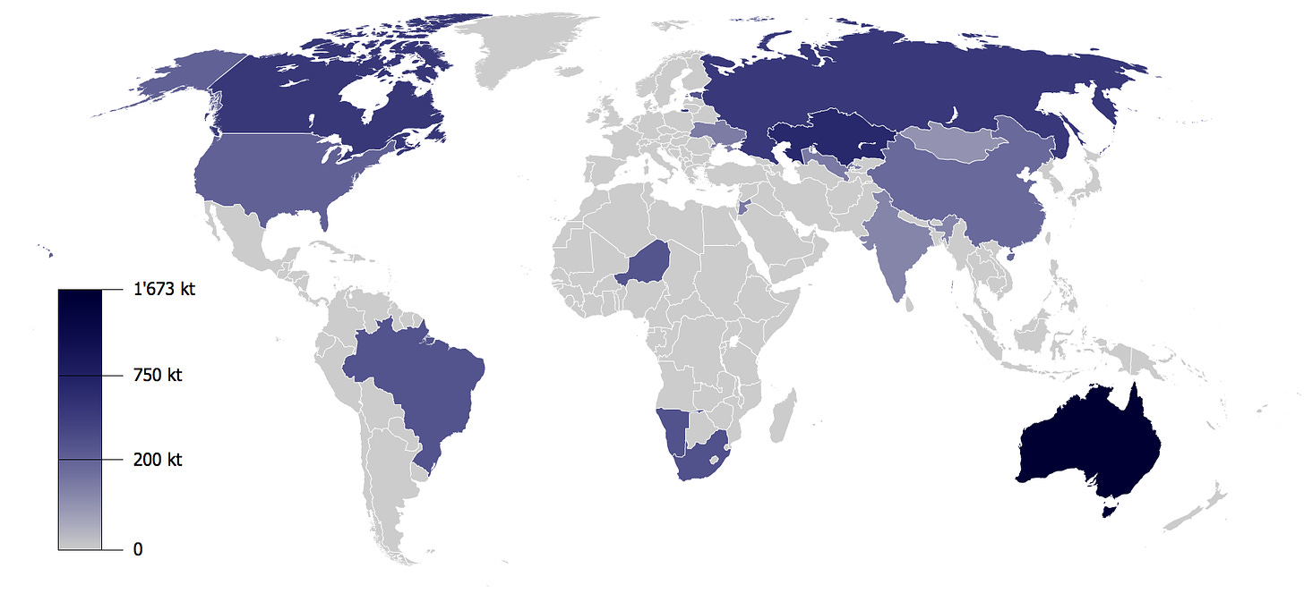List of countries by uranium reserves - Wikipedia