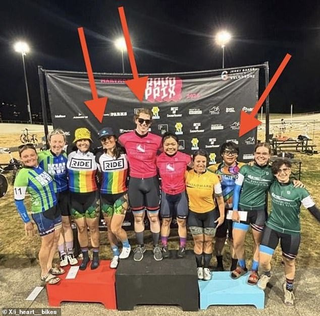 Transgender cyclists Jenna Lingwood, Jordan Lothrop and Eva Lin all achieved a podium finish in the elite women's Madison at Virginia 's Marymore Grand Prix on Friday