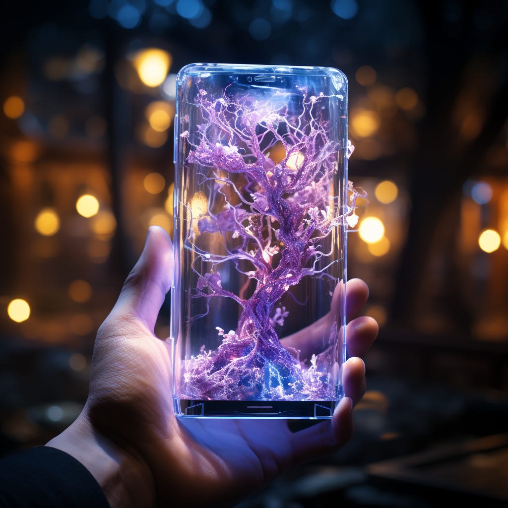 Kirlian Effect, an Electromagnetic field around a ghostly android, captured by a Fujifilm GFX 50R, vibrant illustrations, 32k uhd, subtle gradients, fairy tale illustrations, bokeh, dreamy glow, ethereal lighting