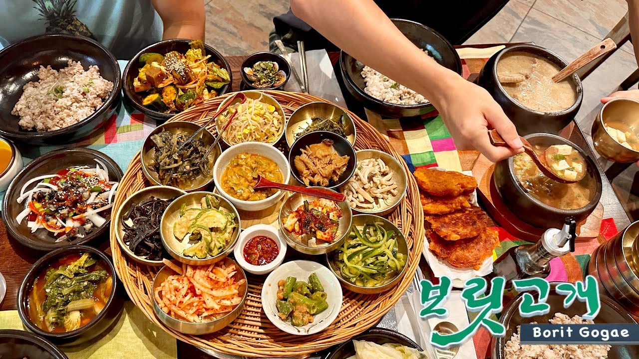 Korean side dishes at Borit Gogae, a Korean restaurant.
