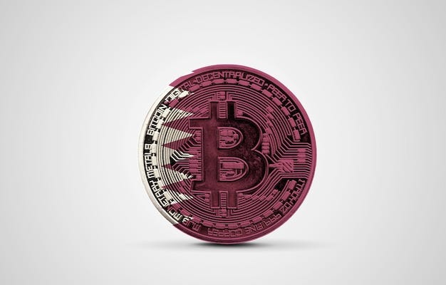 Premium Photo | Qatar flag on a bitcoin cryptocurrency coin d rendering