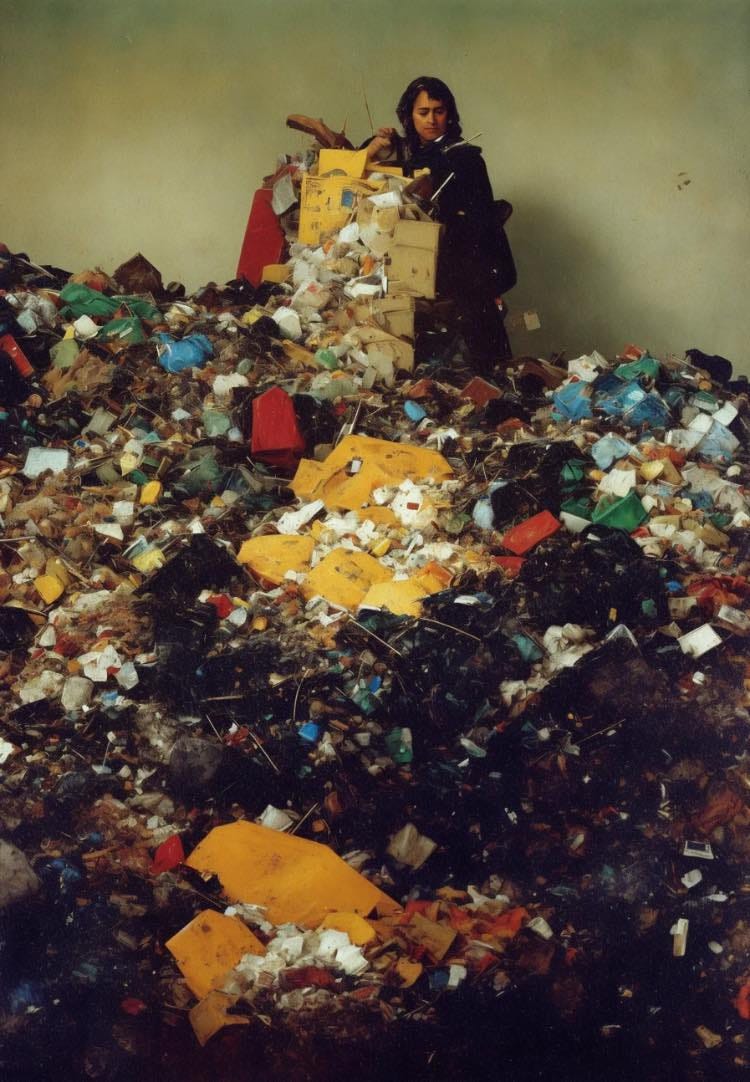 Mona Lisa made out of random discarded items