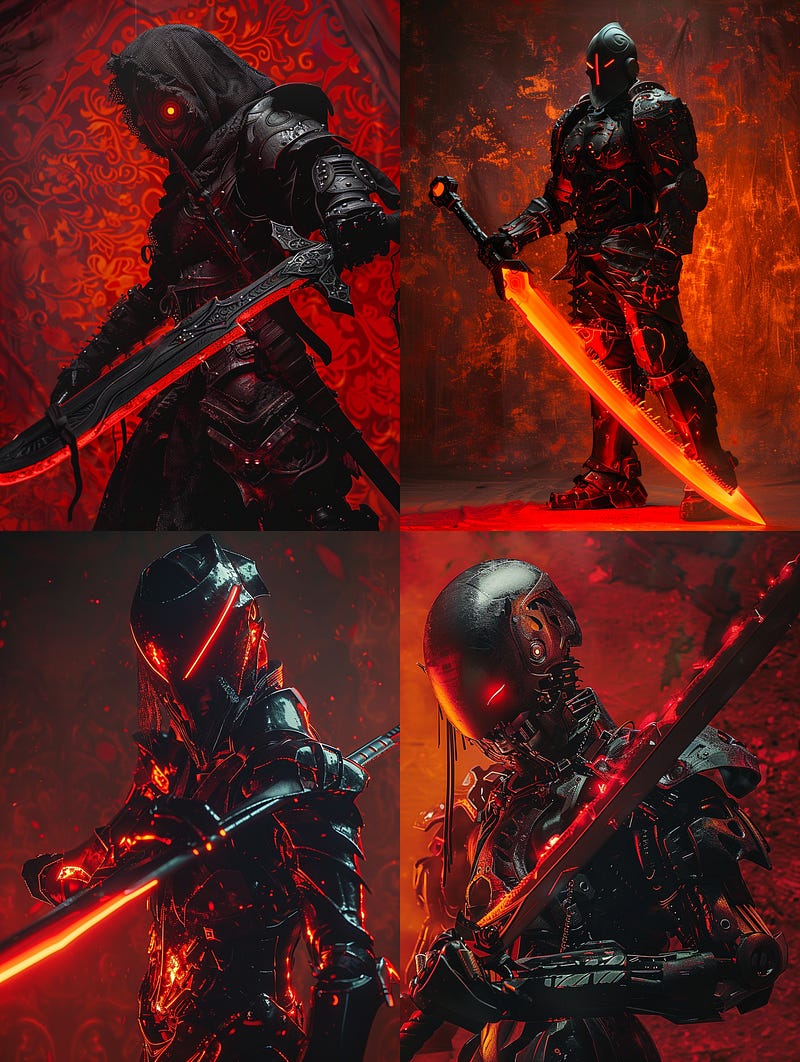 Black and red gothic cyborg