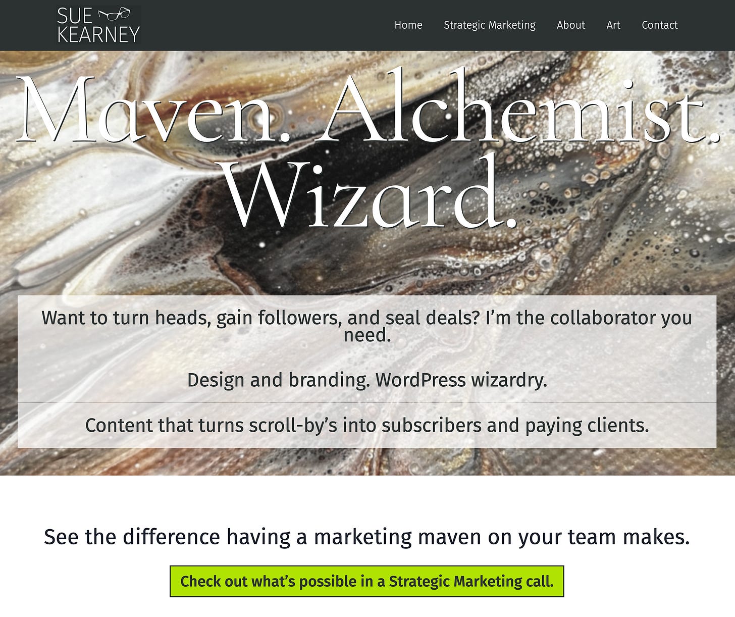 image of upcoming new suekearney.com home page
