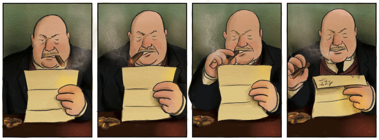 Rushton reads a letter in The Ragged Trousered Philanthropists graphic novel