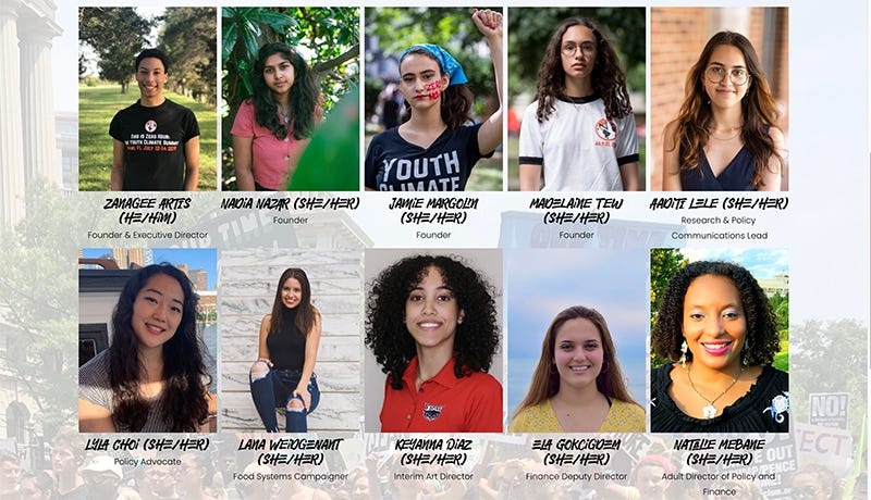 Image of headshots of diverse youth in the climate conversation
