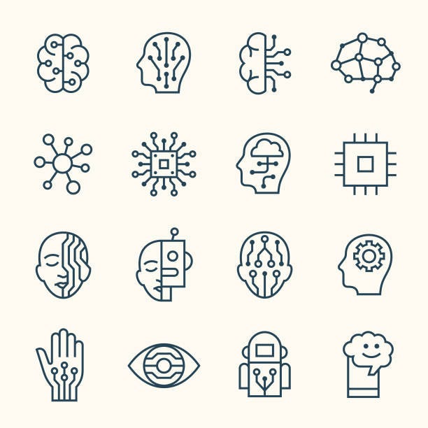 Artificial Intelligence Line Icons Stock Illustration - Download Image Now  - Icon, Artificial Intelligence, Technology - iStock