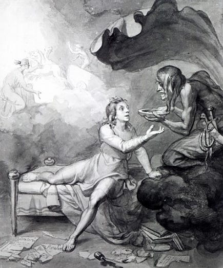 John Flaxman, Thomas Chatterton receives a bowl of poison from Despair
