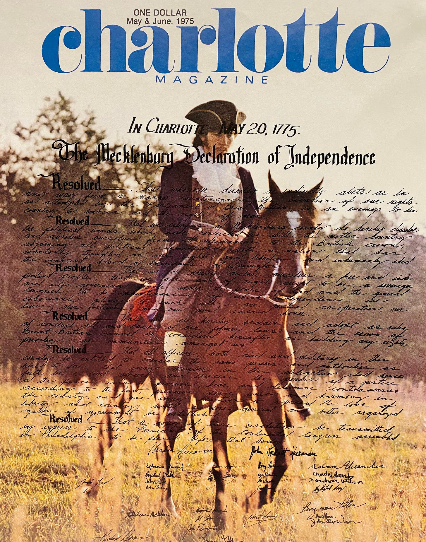 Jerry Linker on the Charlotte magazine cover, 1975