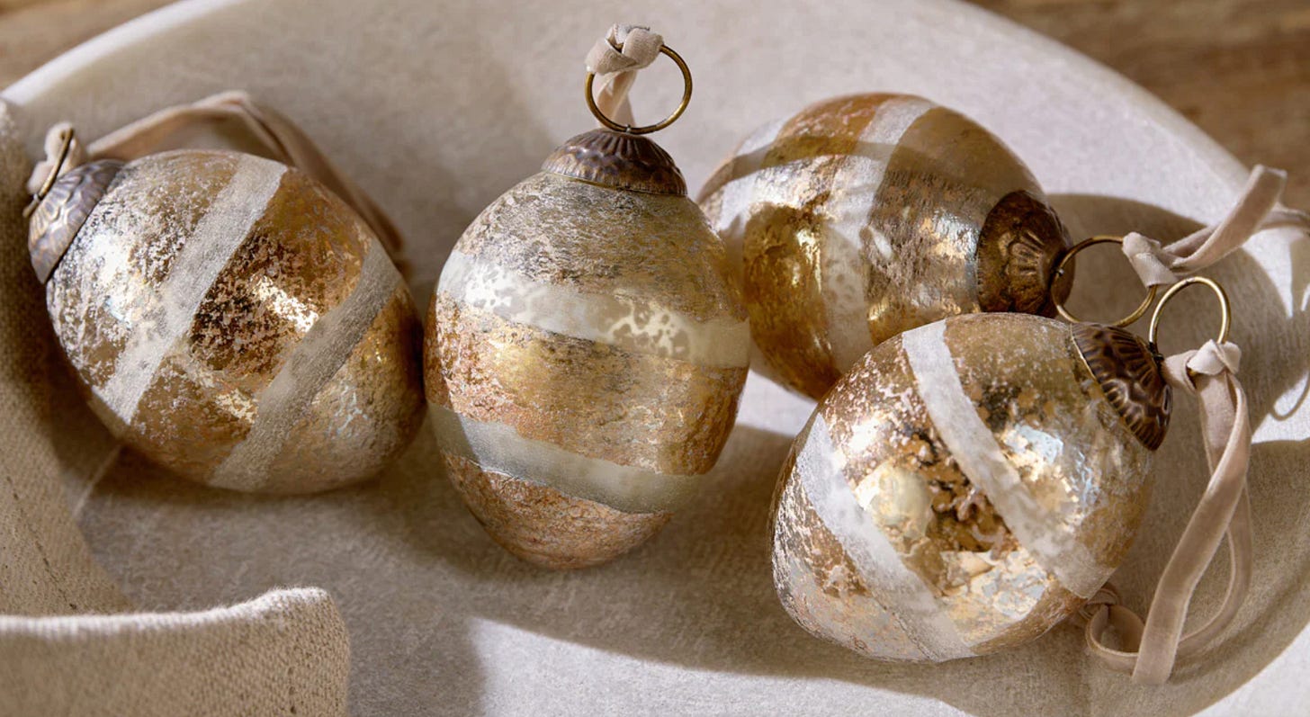 antique gold striped bauble