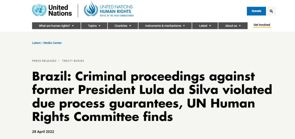 UN Lula due process jail