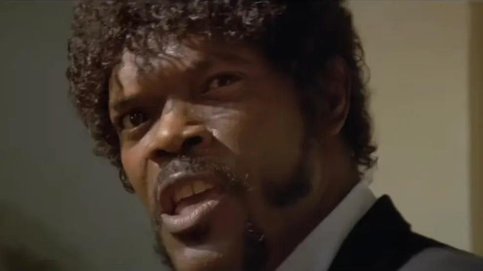 Samuel L. Jackson in Quentin Tarantino’s “Pulp Fiction.” Miramax Films, (C) 1994. 