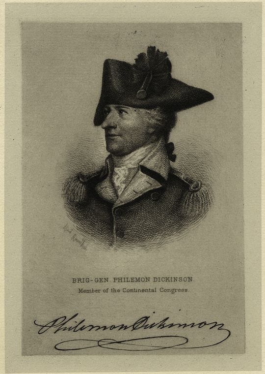 Sketch of Philemon Dickinson with his signature.