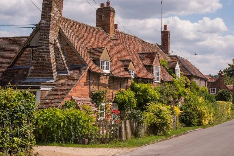 Row of cottages in Turville, Buckinghanshire, UK