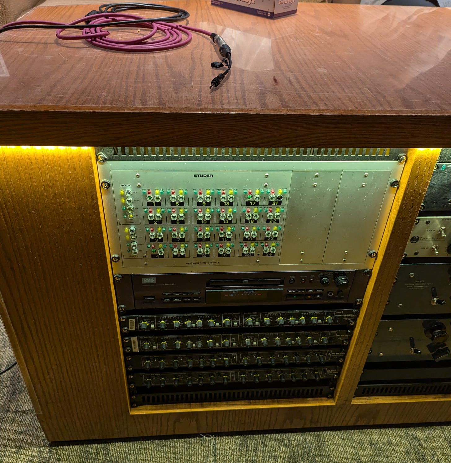 A 1980s era amp console.