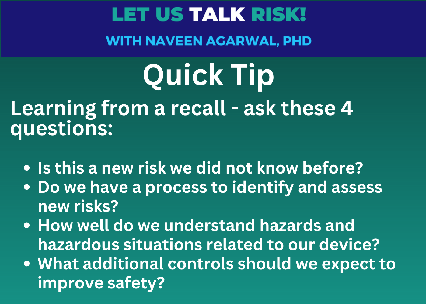 Quick tip - 4 questions to ask when confronting a recall