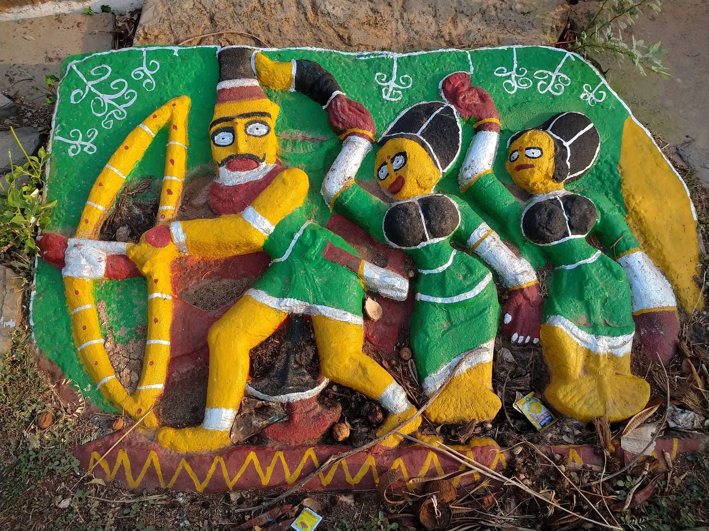 A "hero stone" in Mayaluru village in Andhra Pradesh. Hero stones ...